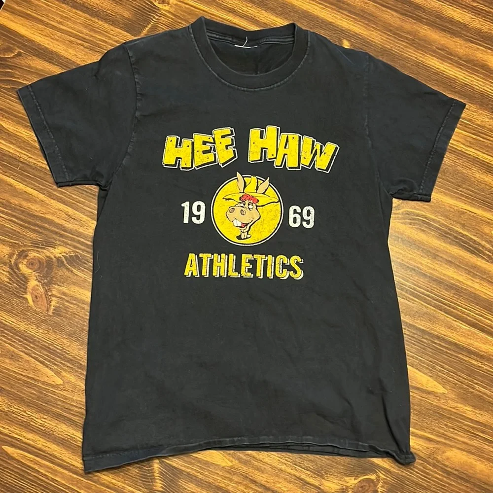 HEE HAW ATHLETICS GRAPHIC TEE YELLOW BLACK SIZE SMALL - Picture 1 of 5